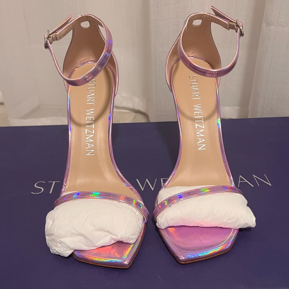 NWT STUART WEITZMAN NUDISTCURVE 100 SANDAL 9.5 COLOR AMATISTA
